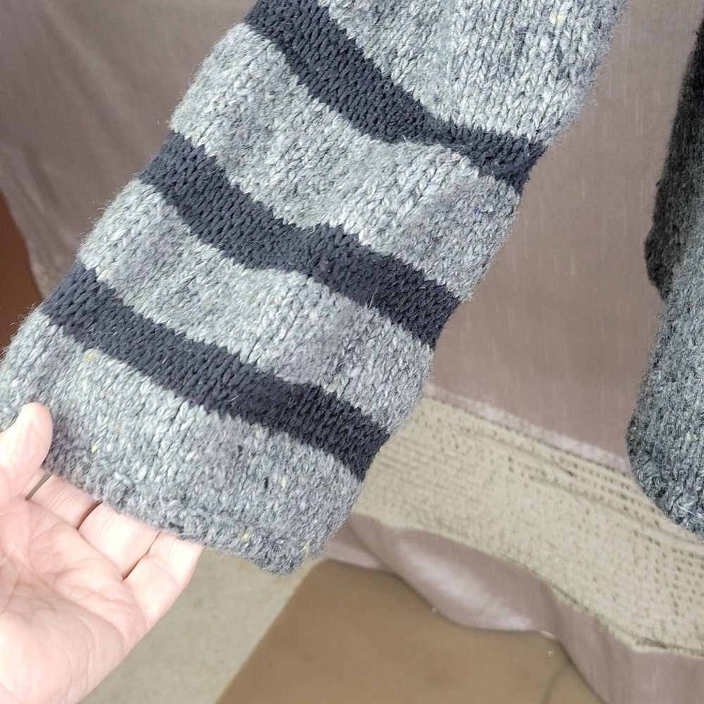 ANGIE Women's Black and Gray Wool Sweater Jacket Large - Picture 4 of 8